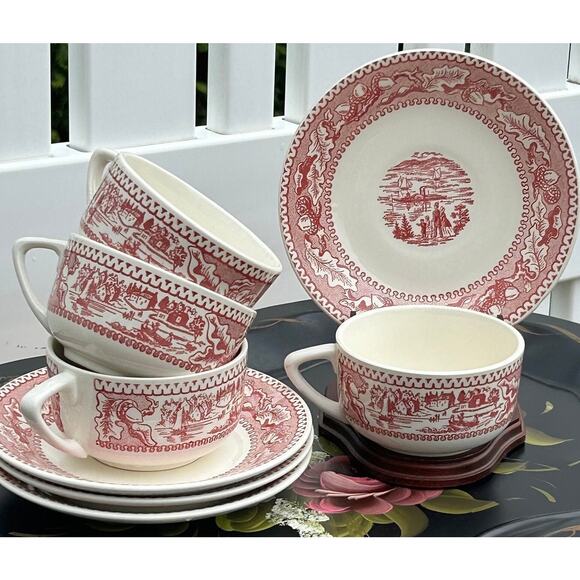 Cup and Saucer Set Memory Lane Pink/White Birthday Wedding Mom Gift Royal USA - Picture 8 of 9